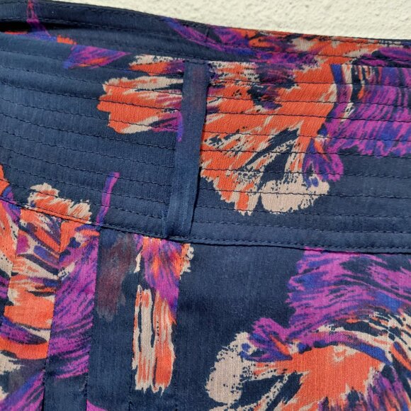 Greylin Purple Floral Wide Leg Palazzo Pants Sheer Vacation Travel Medium Flaw - Picture 6 of 9